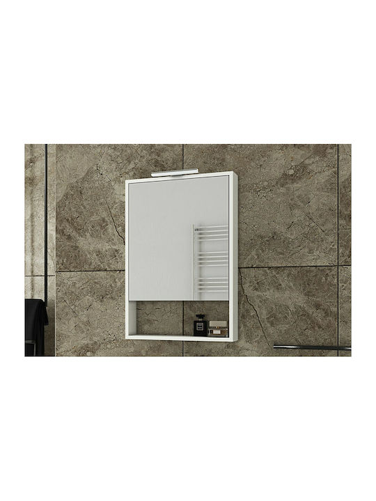 Drop Instinct 55 Rectangular Bathroom Mirror made of Particle Board with Shelf & Cabinet 48x70cm White