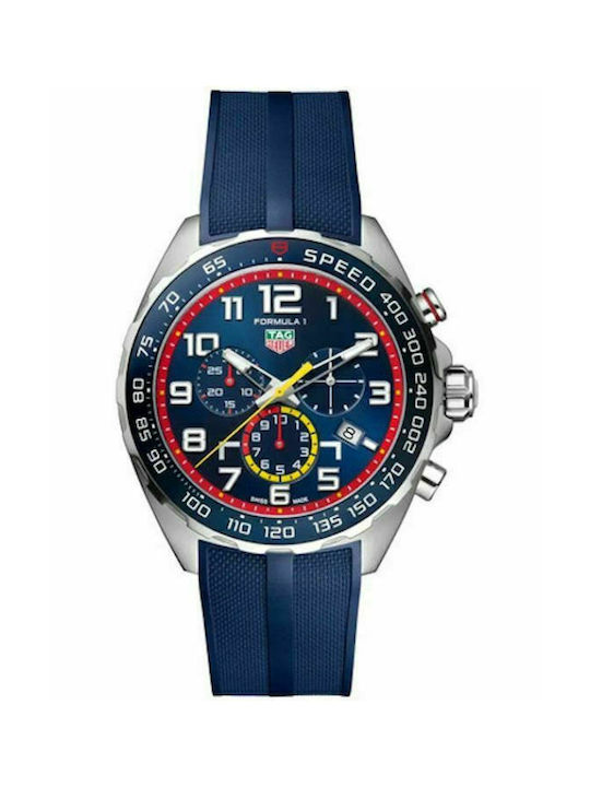 TAG Heuer Formula 1 X Red Bull Racing Ρολόι Χρονογράφος Μπαταρίας με Καουτσούκ Λουράκι σε Μπλε χρώμα