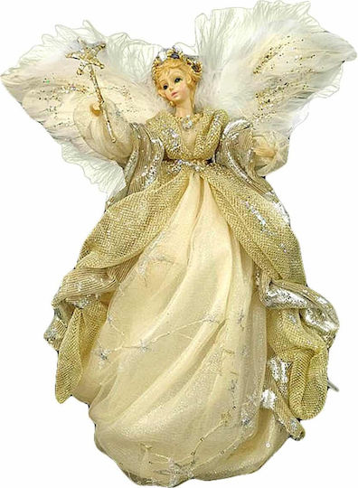 JK Home Decoration Коледна Керамична Фигура Angel Златисто Височина 35см.