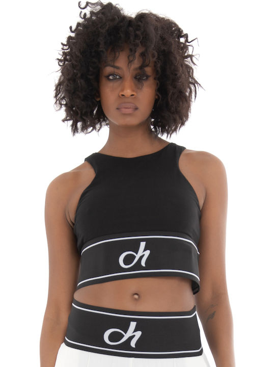 Deha Γυναικείο Crop Top Αμάνικο Καλοκαιρινό Μαύρο