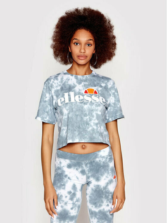 Alberta Tie Dye Γυναικείο Αθλητικό Crop Top Κοντομάνικο Γαλάζιο