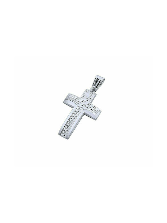 14K White gold male cross, T16719