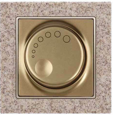 Mutlusan Elitra Plus Corian Comutator Încastrat Dimmer cu Cadru Clasic Rotativ în Culoare Auriu