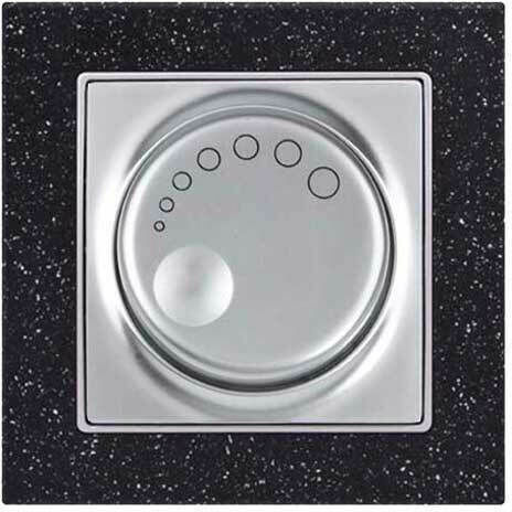 Mutlusan Elitra Plus Corian Recessed Dimmer Switch with Frame Classic Rotary in Black Color