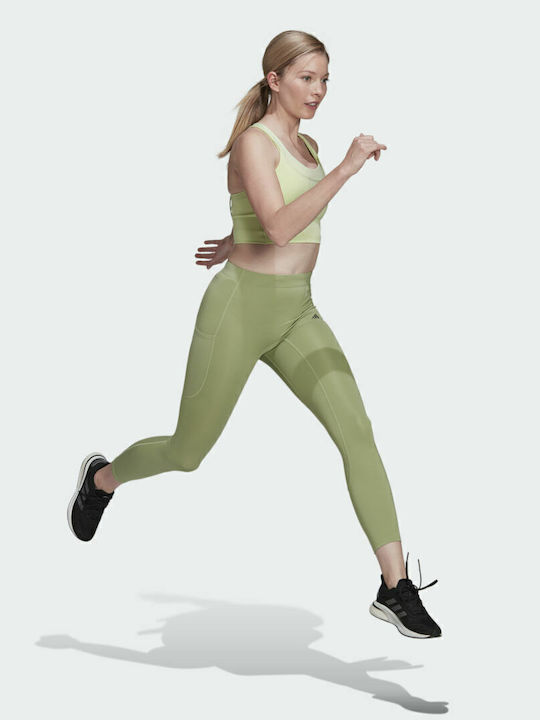 Fastimpact Women's Cropped Running Legging Shiny & High Waisted Magic Lime