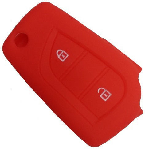 Silicone Car Key Cover Case with 2 Buttons for Toyota Red