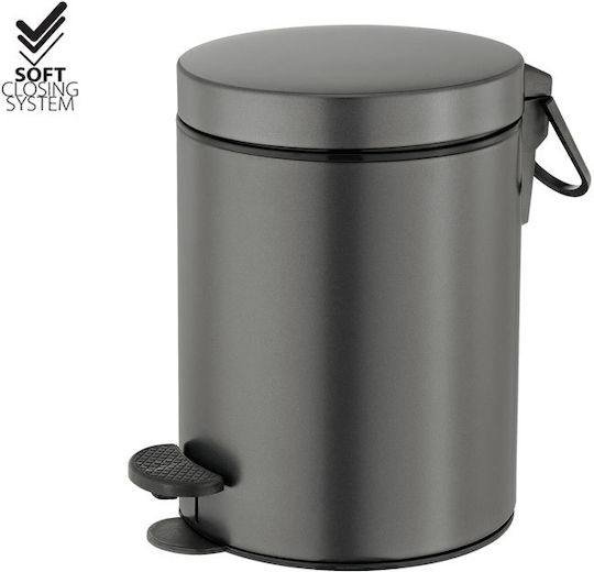 Sanco Inox Καλαθάκι Μπάνιου Soft Close 5lt Γκρι