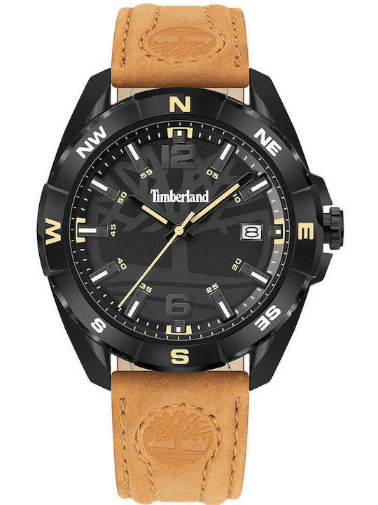 Timberland Milinocket Men's Watch 44mm Battery with Brown Leather Strap