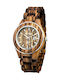 Bewell Oceanus Zebra Men's Watch 48mm Battery with Brown Wooden Bracelet