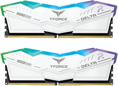 TeamGroup Delta RGB White 32GB DDR5 RAM με 2 Modules (2x16GB) και Ταχύτητα 6200 για Desktop