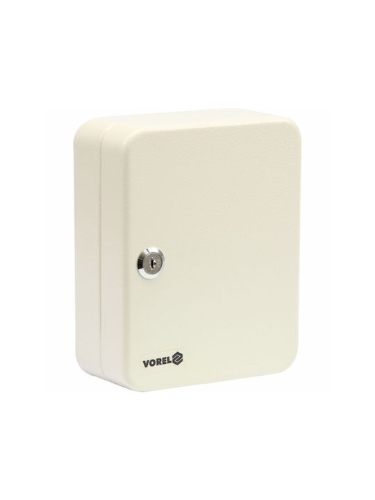 Vorel Wand-Schlüsselbox Metallisch Beige 15 Haken Mit Schloss