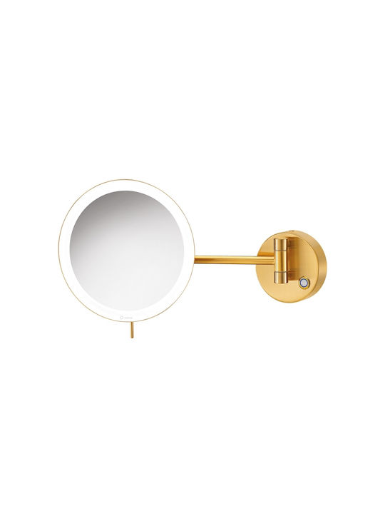 Sanco MRLED-705 Vergrößerung Runder Badezimmerspiegel LED aus Metall 20x20cm Brushed Gold