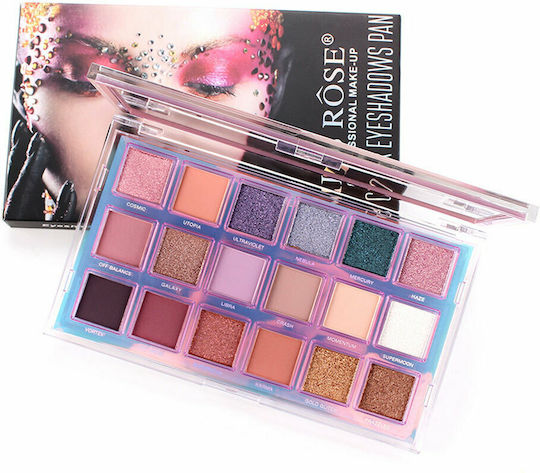Miss Rose 18 Colors Pan Παλέτα με Σκιές Ματιών σε Στερεή Μορφή 210gr