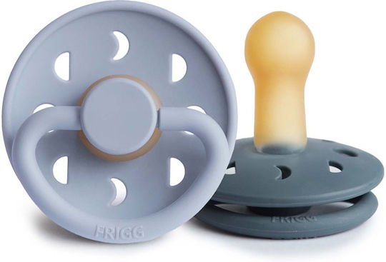 Frigg Πιπίλες Καουτσούκ για 6-18 μηνών Moon με Θήκη Powder Blue 2τμχ