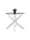 Jafaru Table Kitchen with Glass Surface White 90x90x74cm