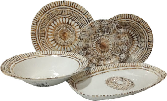 Oriana Ferelli Ethnic Bej Porțelan Set de Vase 20buc