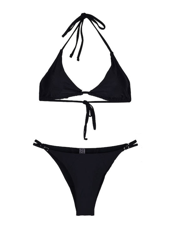 Triangel-Bikini-Set schwarz Schwarz Schwarz