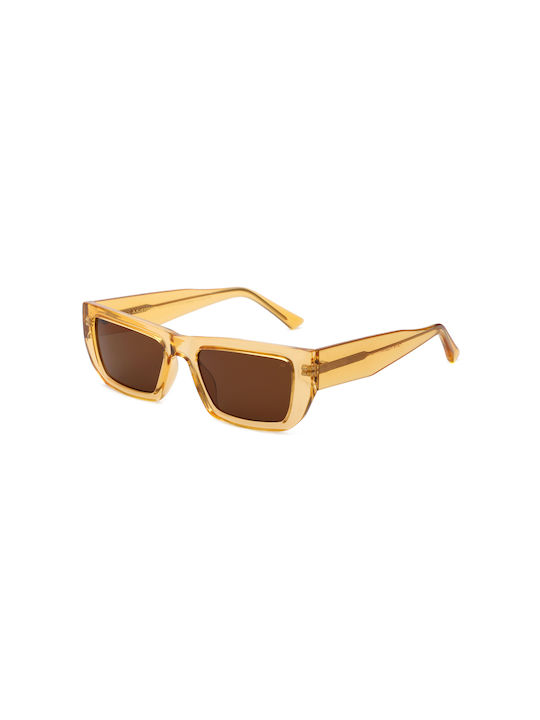 A.Kjaerbede Fame Sunglasses with Yellow Acetate Frame and Brown Lenses KL2206-008