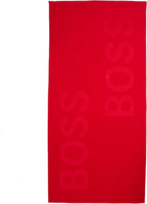 Hugo Boss Solid Strandtuch Baumwolle Rot 160x80cm.