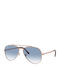 Ray Ban Aviator Unisex Sunglasses with Rose Gold Metallic Frame and Blue Gradient Lens RB3625 9202/3F