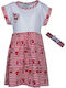 Girls Dress Short Sleeve Set with Accessories Red