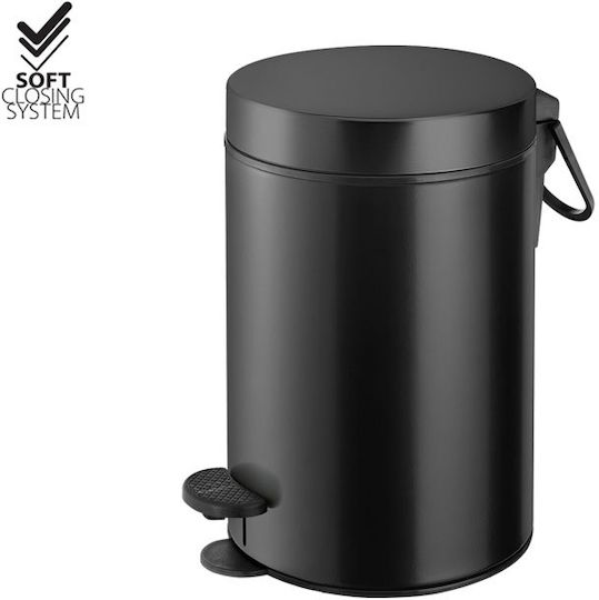 Sanco Inox Καλαθάκι Μπάνιου Soft Close 3lt Μαύρο