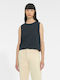 Soni Damen Crop Top Baumwolle Ärmellos Schwarz