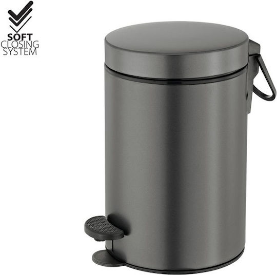 Sanco Inox Καλαθάκι Μπάνιου Soft Close 3lt Anthracite