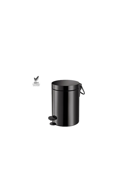 Sanco Inox Perie pentru coșul de gunoi din baie Închidere lentă 3lt Gun Metal Polished