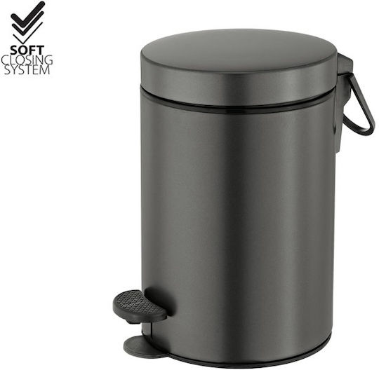 Sanco Inox Perie pentru coșul de gunoi din baie Închidere lentă 3lt Dark Graphite