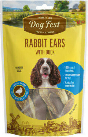 Dog Fest Rabbit Duck Deliciu pentru câini Ureche din Urechiat 90gr 73DF302