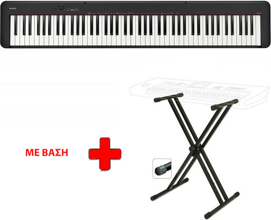 Casio Electric Stage Piano CDP-S110 Stand Set with 88 Weighted Keys Built-in Speakers and Connection with Headphones and Computer Black