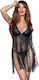 Chilirose Σετ Sexy Babydoll Babydoll With Long Fringes Black