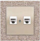 Mutlusan Elitra Plus Corian Διπλή Πρίζα Δικτύου RJ45 με Πλαίσιο σε Μπεζ Χρώμα 12987