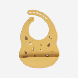 Minene Bib Silicone with Button & Pocket Ochre