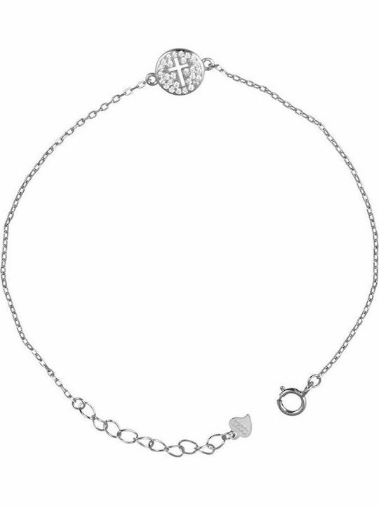 Slevori Women's Bracelet Chain with Cross design made of Silver