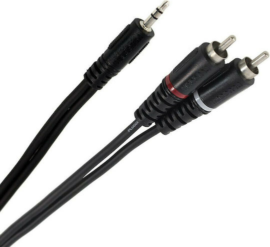 Plugger Καλώδιο Ήχου 3.5mm male - RCA male Μαύρο 6m PLUCABYMMSRM06M00EAS