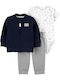Carter's Baby Bodysuit Set Short-Sleeved with Pants Blue 3pcs