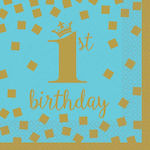 Party Napkins 53331 "1st Birthday" Blue 16pcs