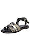 Tamaris Leather Women's Sandals with Ankle Strap Ivory Animal Print