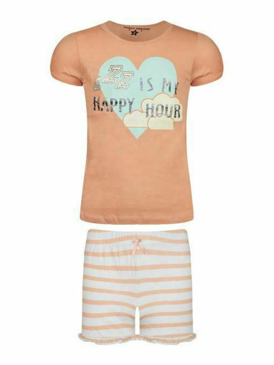 Energiers Παιδική Πιτζάμα Καλοκαιρινή Πορτοκαλί Zzz Is My Happy Hour