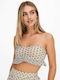 Only Ponera Women's Summer Crop Top with Straps Polka Dot Ecru