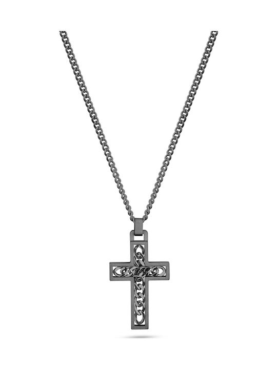 Police Black Men's Cross from Steel with Chain ...