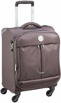 Delsey Flight Lite Cabin Travel Suitcase Fabric Brown with 4 Wheels Height 54cm.