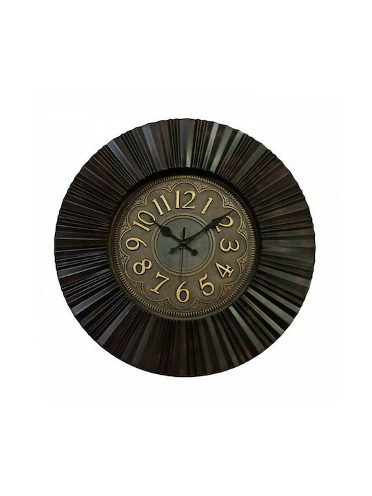 Ankor Ρολόι Τοίχου Αθόρυβο Πλαστικό Αντικέ Καφέ/Χρυσό 40.4cm
