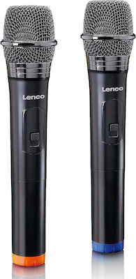 Lenco Wireless Karaoke Microphone Set of 2 in Black Color