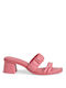 Tamaris Leather Women's Sandals Pink with Chunky Medium Heel