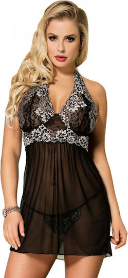 Subblime Sexy Babydoll White Floral Laces Babydoll Black