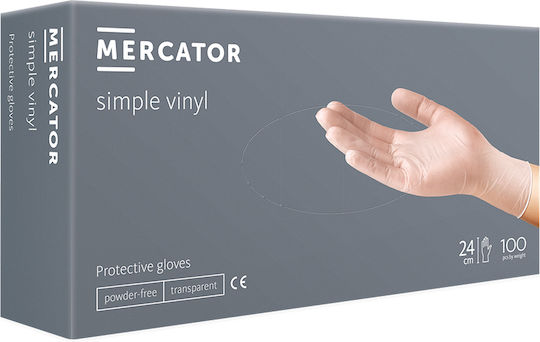 Mercator Medical Simple Vinyl Γάντια Βινυλίου Χωρίς Πούδρα σε Λευκό Χρώμα 100τμχ