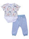 Funky Baby Bodysuit Set Short-Sleeved with Pants Light Blue